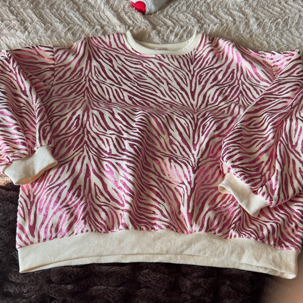 Pink Zebra Print Sweatshirt